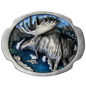 Belt Buckle - Moose at Lake